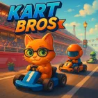Kart Bros is where every race starts with a click of a button and ends with a hearty laugh. You will control colorful karts, gliding through winding tracks between the city, the sky, or the white snow, dodging banana peels, and using mud or slime to tease your opponents.